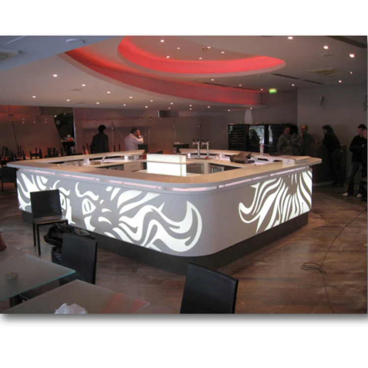 Professional Bar Counter with Led Commercial Price Wine Buffet Bar Table with Tempered Glass