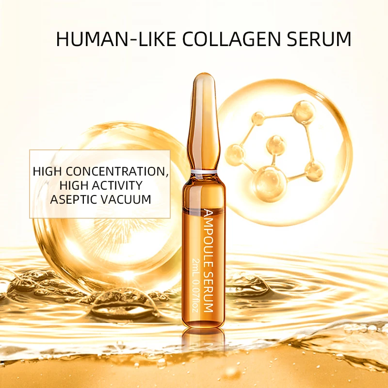 Ampoule Serum OEM Factory Organic Collagen Anti Aging Wrinkles Human Like Collagen Ampoule Serum 28 Bottles