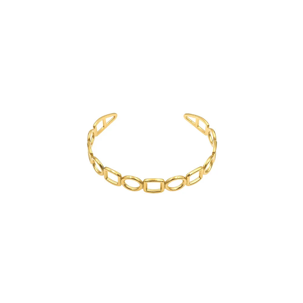 Custom Wholesale New Design 18K Gold Plated Stainless Steel Woman Brand Jewelry Popular Link Charm Designer Bangle