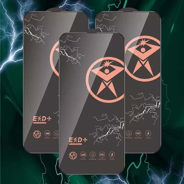 Full Glue Big Curved Esd Glass Mobile Screen Protector Film Guard For Iphone 14 plus 13 12 11 Pro Max Anti-Static Tempered Glass