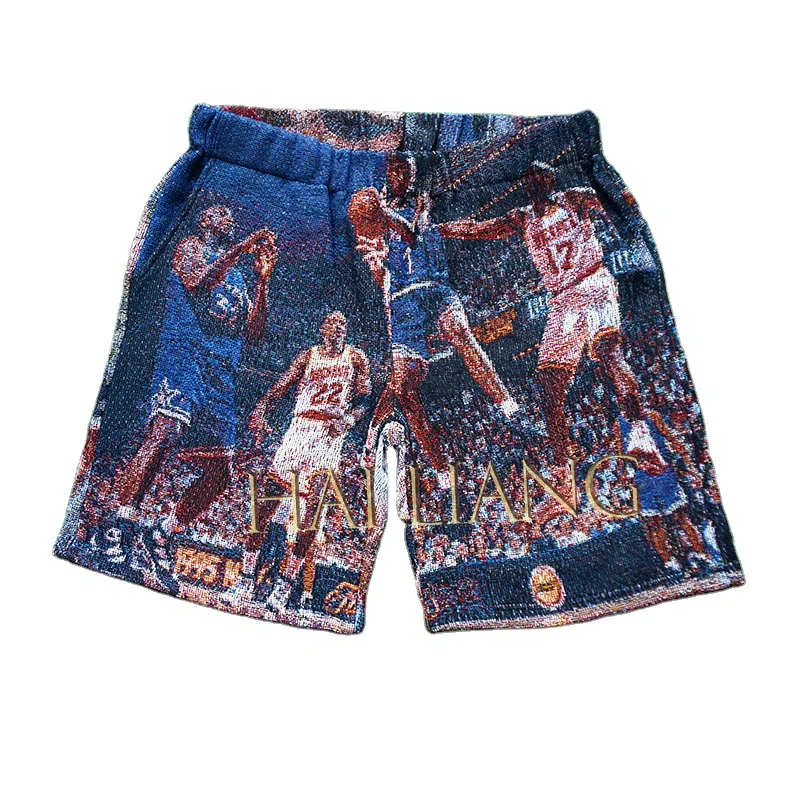 Manufacturer Sweat Tapestry Shorts Heavyweight Cotton Streetwear Woven Woolen Men Basketball Tapestry Shorts