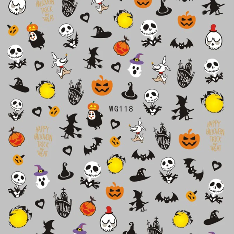 Funail 3D Halloween Manicure Stickers  Devil Tips Decals  Nail Art Decorations