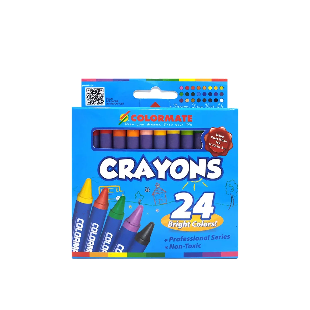 Factory Price Wholesale Colorful Crayons Non-toxic Art Drawing 24 Colors Crayon Set Kids Educational Paint Stick