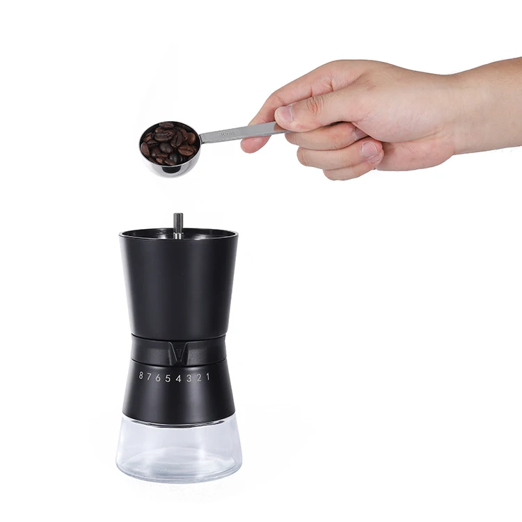 iF Award  Adjustable Manual Coffee Ceramic Burr Grinder with Glass Jar for Cafe Household and Travel Camping