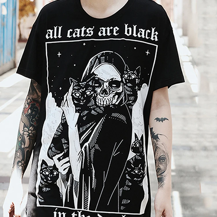 OEM Wholesale custom fashion street punk clothes high quality trend t-shirt summer clothing graphic printing punk clothing