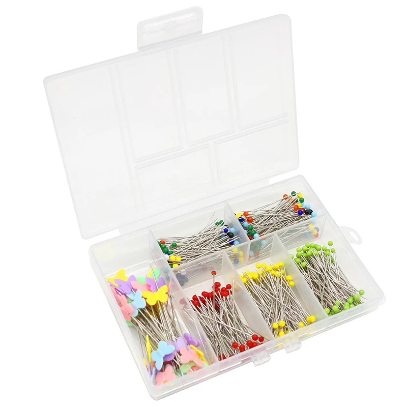 550pcs Stained Glass Pins Positioning Needle Butterfly Flat Head Stitch Pattern Stitch Garment