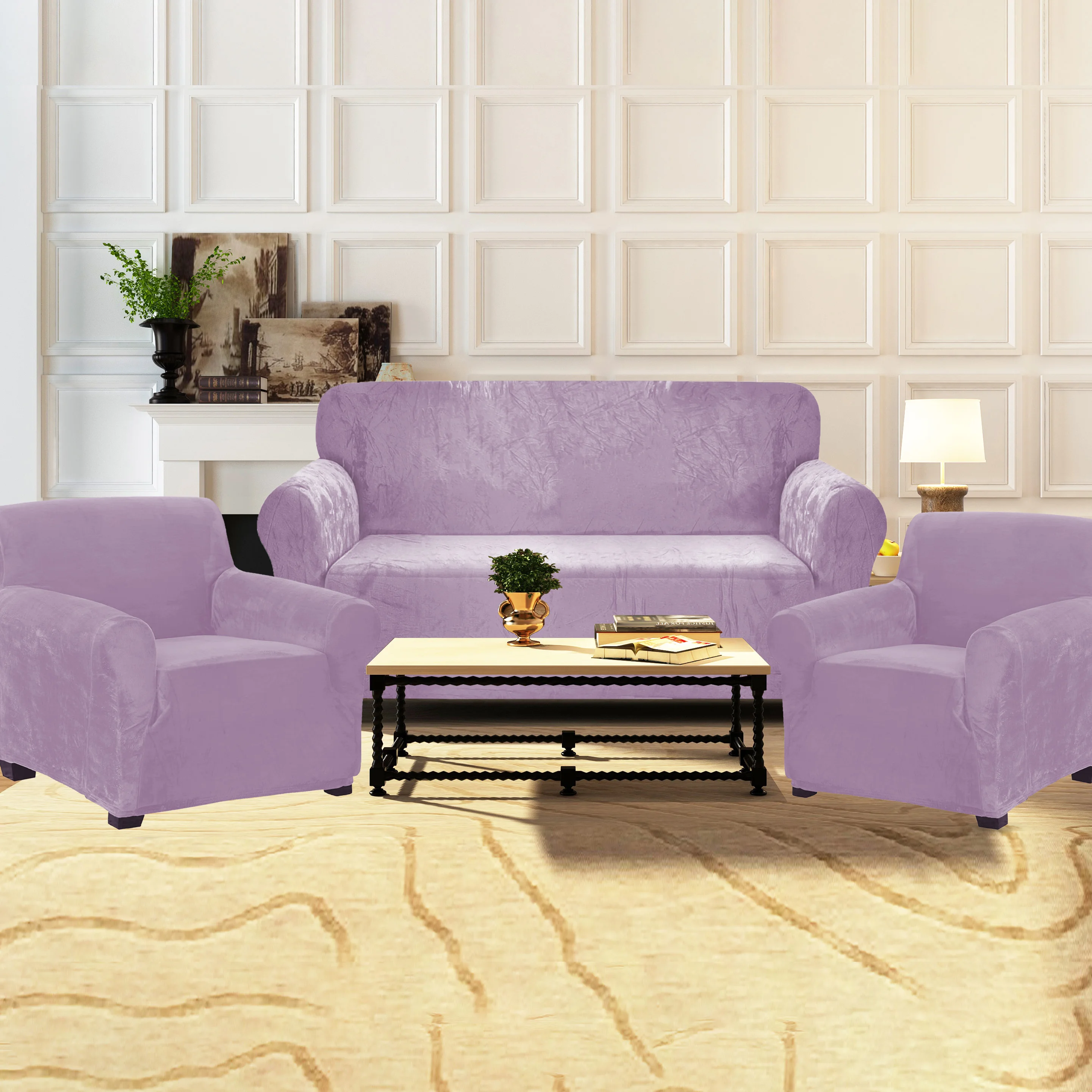 Real Velvet Elastic Stretch Sofa Cover for Living Room 321 Sofa Cover Set Whole Sale Spandex Covers for Sofa