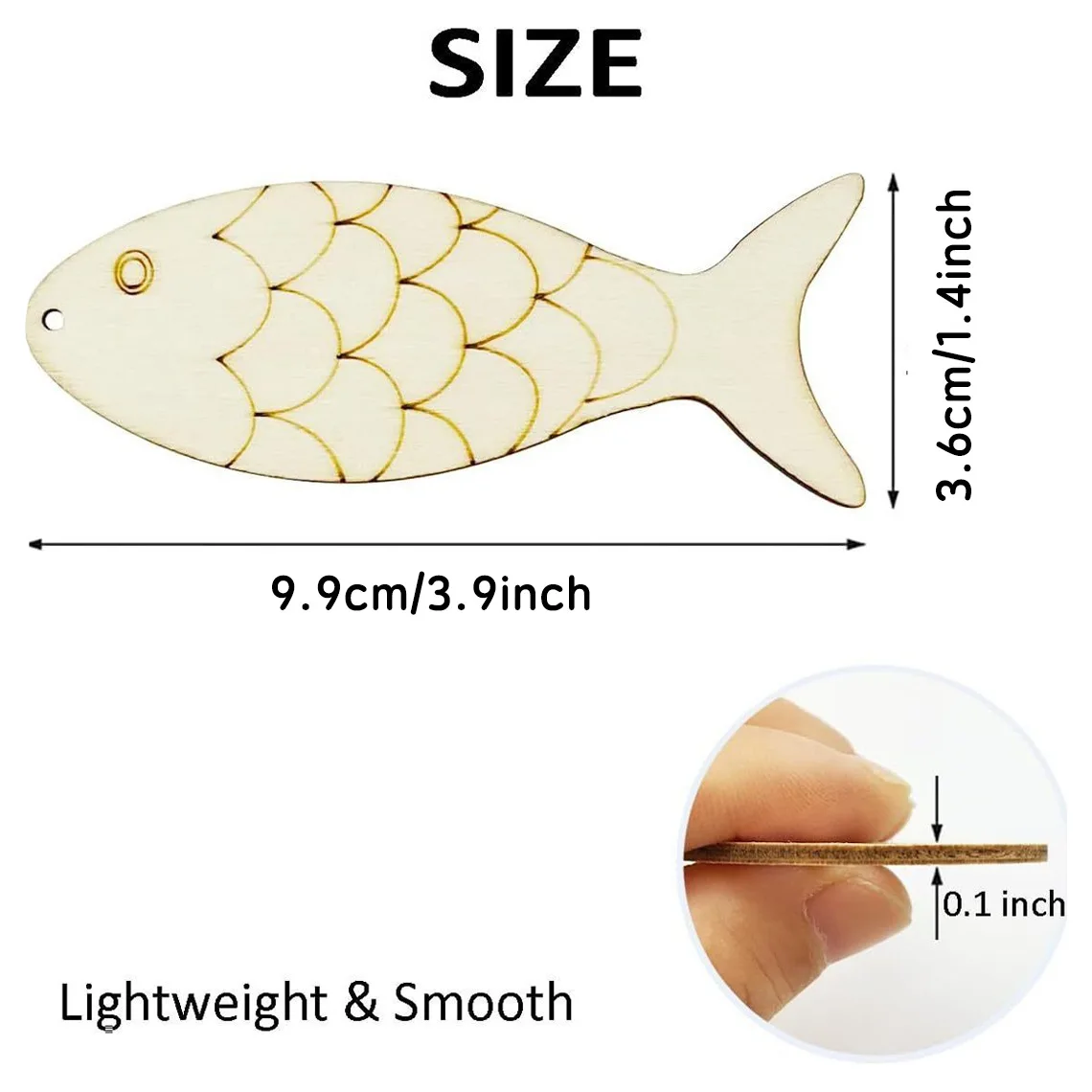 30 Pieces Unfinished Fish Shaped Wood Openwork Fish Wood DIY Crafts Openwork Blank Wood Fish Shaped Charms