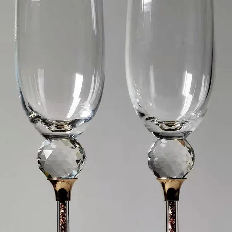 Color wine glass set crystal wine glass factory wholesale latest design customizable crystal diamond champagne glass