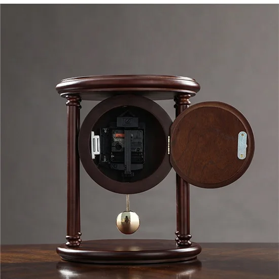 Chinese style solid wood desk clock retro creative table clocks vintage