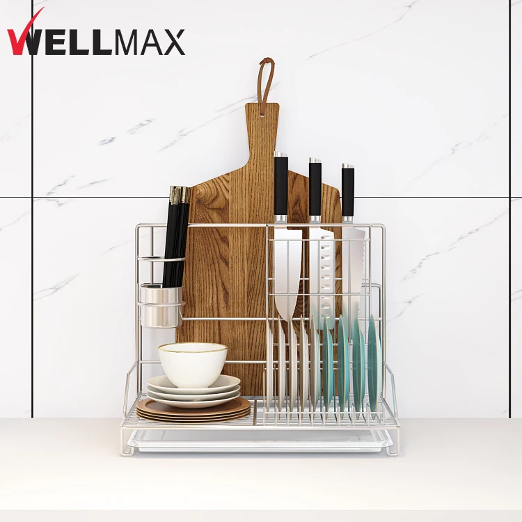 Настенный Держатель для посуды WELLMAX кухонные аксессуары Двухуровневая сушилка из нержавеющей стали