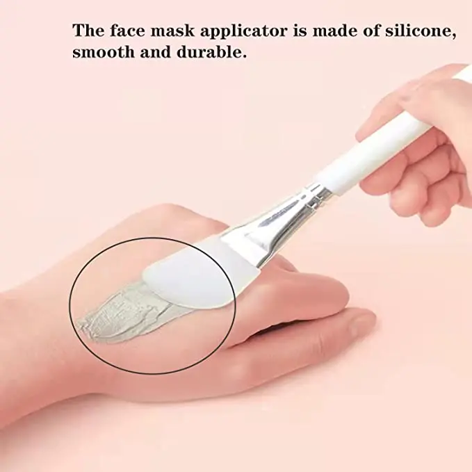 Custom logo fan face masking facial applicator for cosmetic tools white handle clay mud beauty spa makeup silicone mask brushes