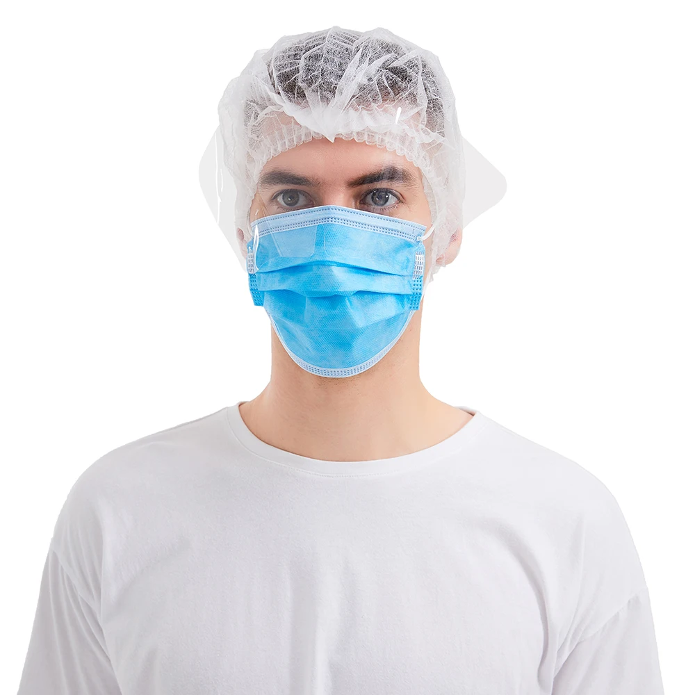 plastic mouth mask face mask with eye shield 3-ply nonwoven Surgical Face Mask with Anti-Fog Eye shield face shield clear