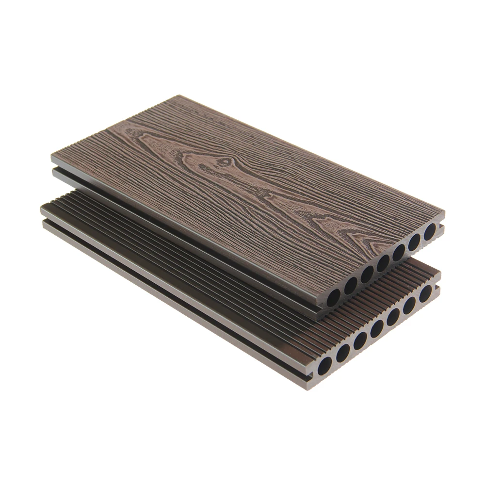 Customized 3D Embossed  Advanced Wood Texture Composite Decking Plastic Waterproof Anti Slip Outdoor Terrace Board From China