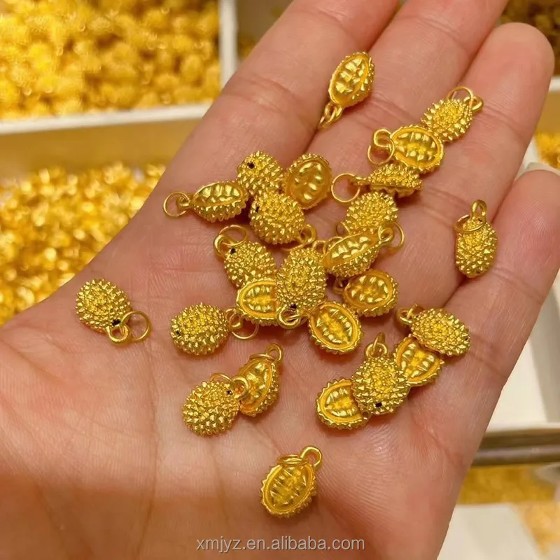 Certified In Stock Wholesale 5D Cyanide-Free Gold Half Edge Durian Pendant 999 Pure Gold Pendant 24K Pure Gold Necklace Pendant
