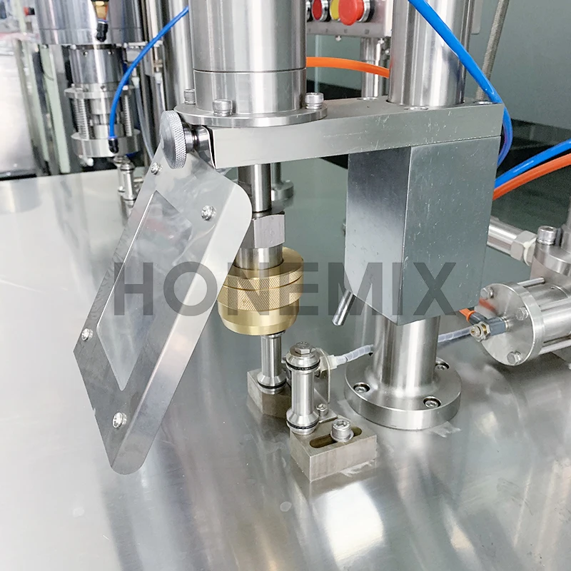 HONE Factory price semi automatic BOV filler bag on valve aerosol filling and sealing machine for cans disinfection spray