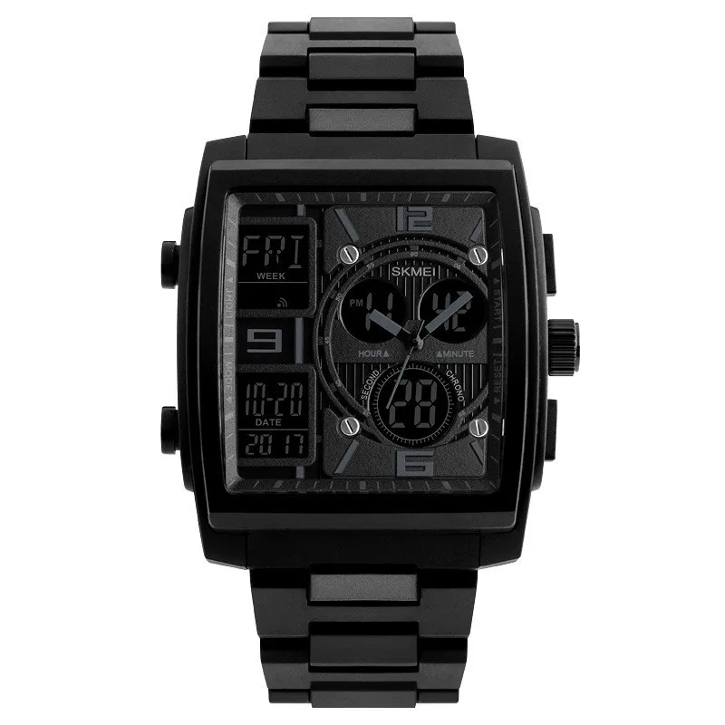 Designer Watches Skmei 1274 Black Square Large Dial Cool Multifunctional Wristwatch Outdoor Student Sports Electronic Watch