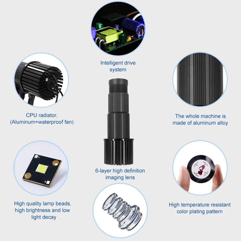  YF-H50 50 Watt Customize Logo Advertise Projector Black Color IP 20 Super clear Gobo