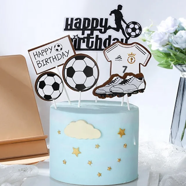 Sports style basketball football birthday cake toppers birthday party decorations
