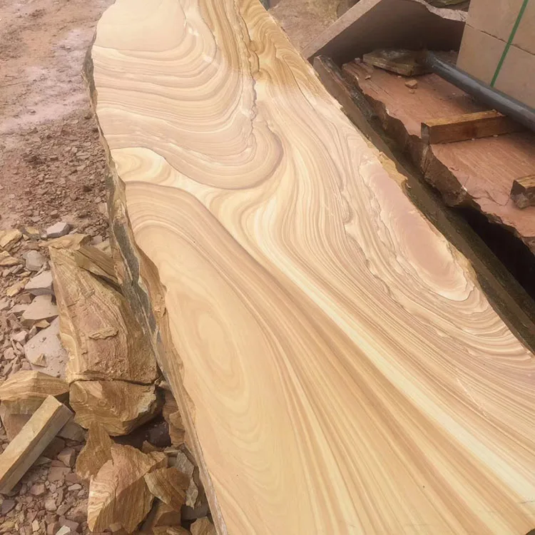 Chinese Natural Stone Yellow Wooden Vein Sandstone for Wall Cladding