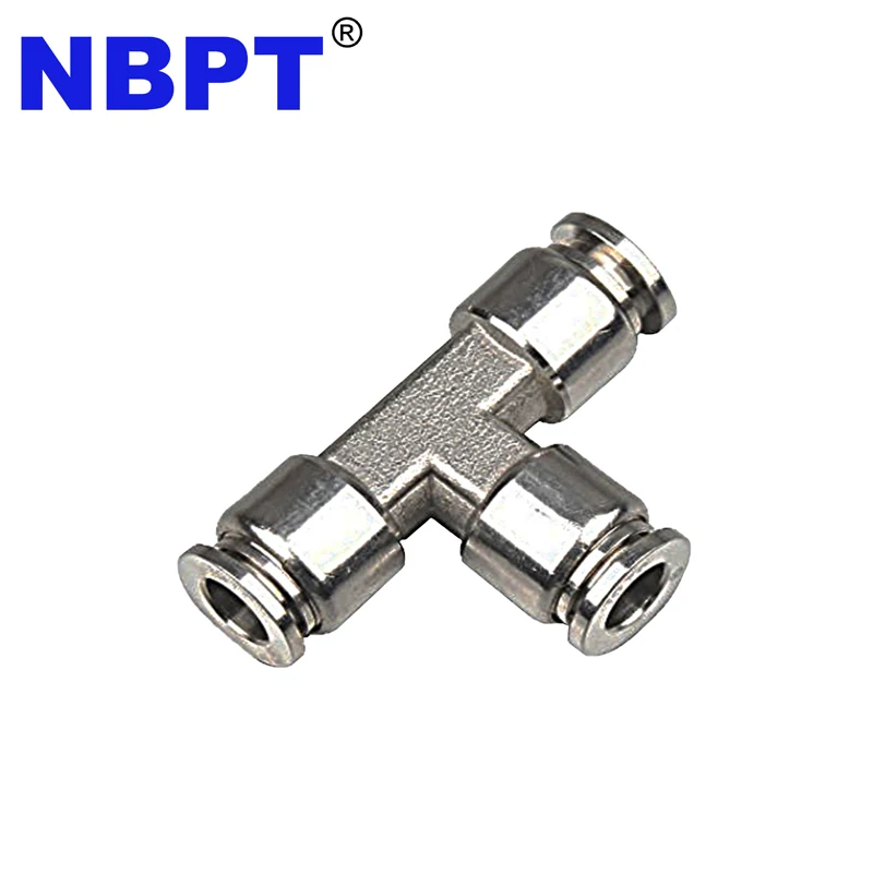 4mm/6mm/8mm/10mm/12mm/16mm 3 Way Tee T Shape Stainless Steel Tube Fittings Stainless Steel T Type Pneumatic Pipe Fittings