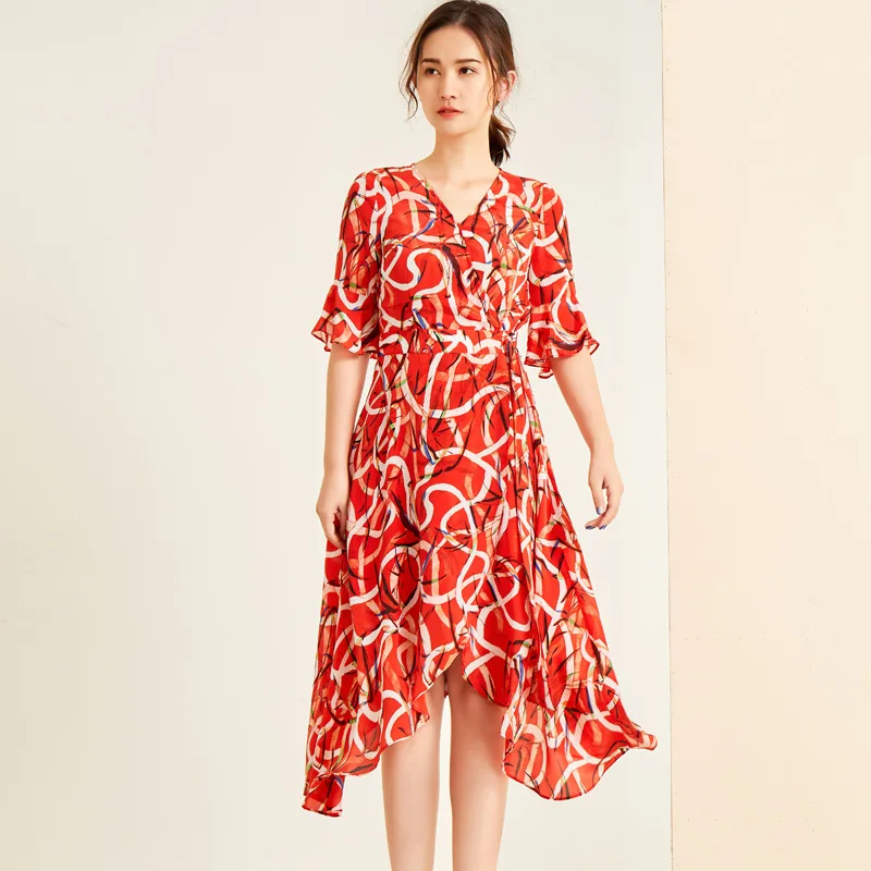 
Summer Italian style chiffon short sleeve ladies dress 