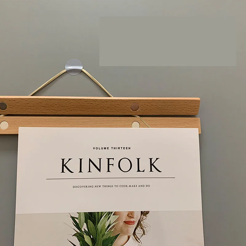 Beech Magnet Absorbing Picture Holder Solid Teak Pine Magnetic Drawing Clip Poster Hanging Frame