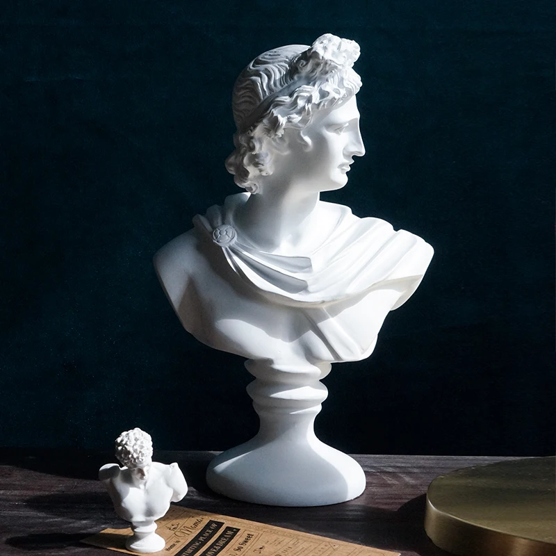 
Custom polyresin white sculpture Apollo bust head statue 