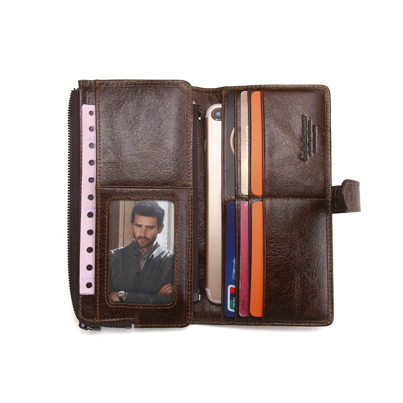 Contacts Diamond Lattice New Vintage Genuine Leather Travel Wallet With Phone Pockets