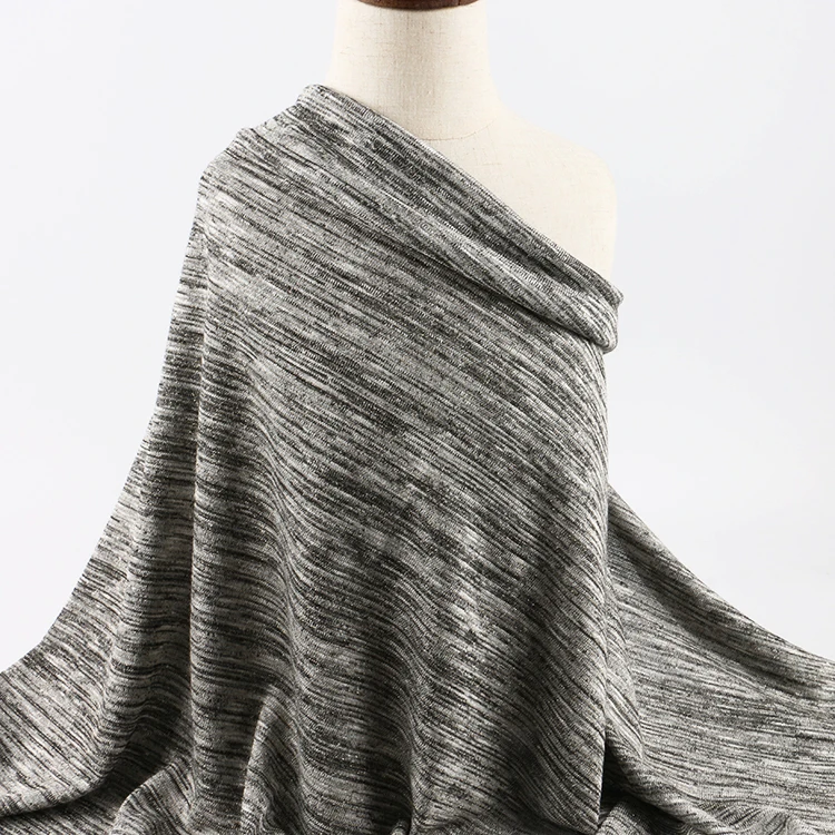 Polyester rayon spandex yarn dyed check brushed sweater tweed hacci spun knit fabric