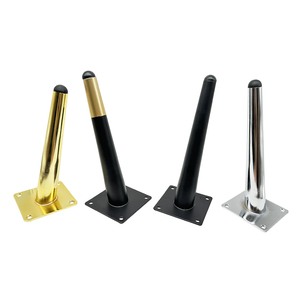 Modern Custom Iron Furniture Fitting Chrome Sofa Legs Tapered Metal Leg Bed Feet Gold Cone Shape Golden Sideboards Feet Base