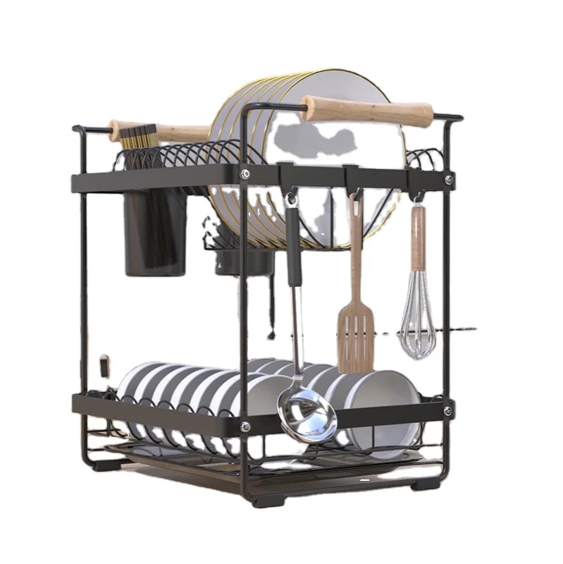 
New product double-layer drain dish rack kitchen shelf sink dish rack tableware drain dish storage rack 