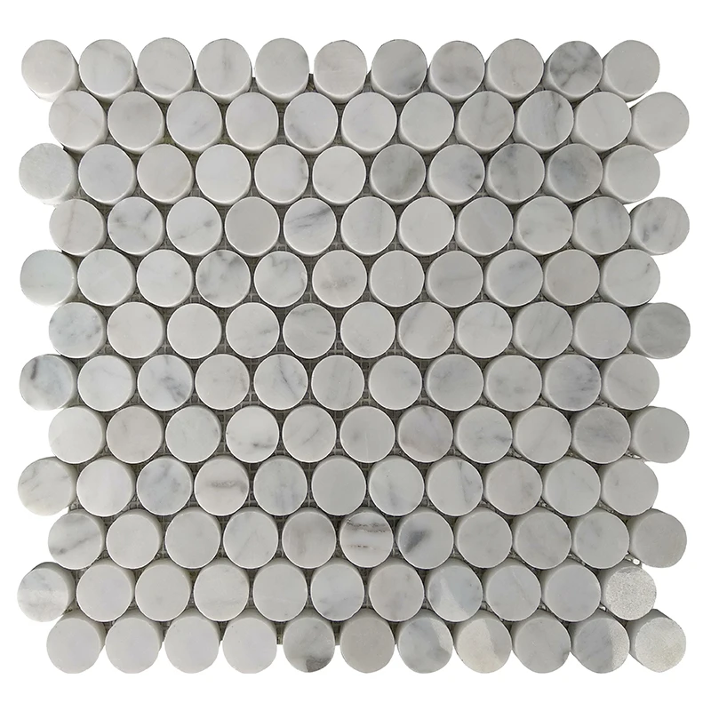 
Colorize Bianco Carrara mosaic white marble mosaic Penny Round Mosaic cheap marble Polished marble tiles floor 