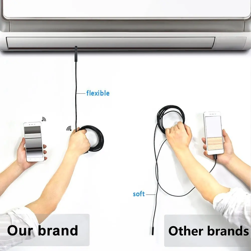 2MP HD Wifi IP68 Waterproof Endoscope with Snake Cable and 8mm Lens Wifi Inspection Camera