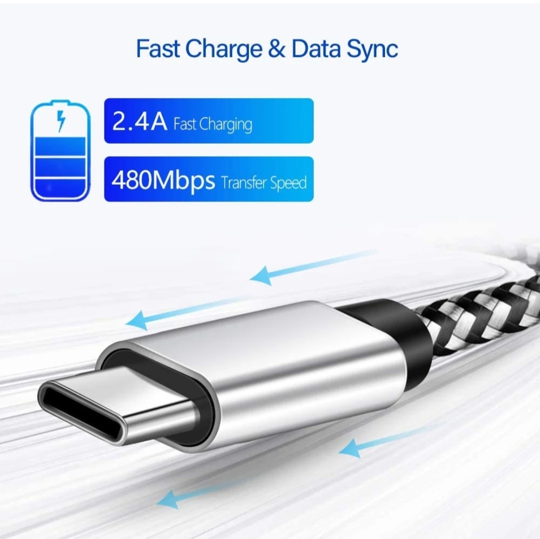 For Android Type-C USB Charging Cable Durable Braided USB A to Usb C Data Transfer Cable