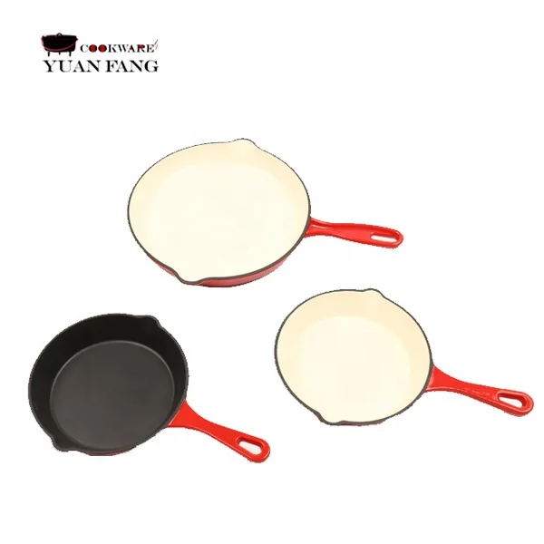 Factory Outlet Kitchen Accessories Custom Pots and Pans Cooking 8-Piece Enamel Cherry Red Cast Iron Cookware Sets