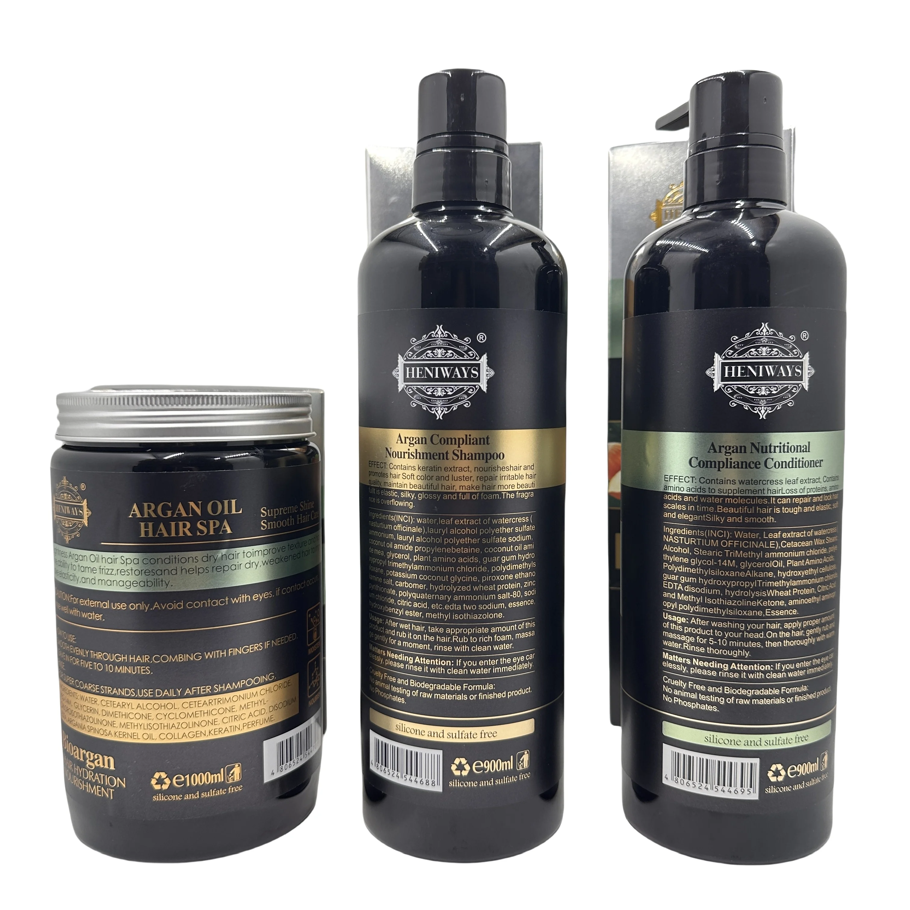 HENIWAYS Customize Wholesale Nut Fruit Oil Hair Hydrating and Nourishing Bio Argan Shampoo 900ml
