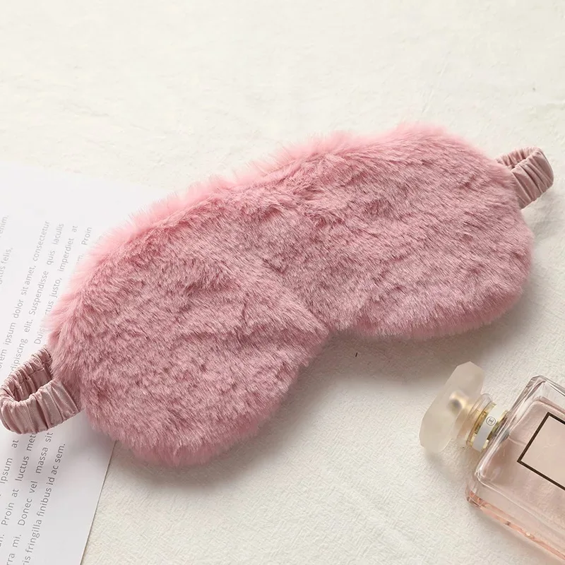 Rabbit fur breathable skin friendly plush lovely home sleep eye mask wholesale