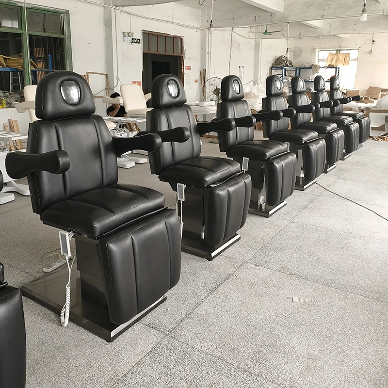 Full Black Salon Adjustable Facial Bed Tattoo Chair 3 Motors Electric Cosmetic Bed Beauty Salon