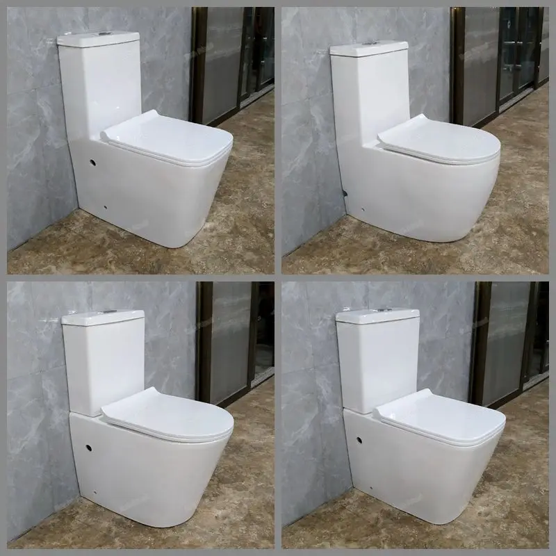 Bathroom sets sanitary ware P trap square shape water closet commode cheap  back to wall rimless two piece wc toilet