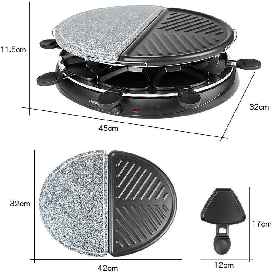 
Stone Non-Stick Griddle Plate teppanyaki Smokeless Indoor Barbecue electric Raclette bbg+Grill 