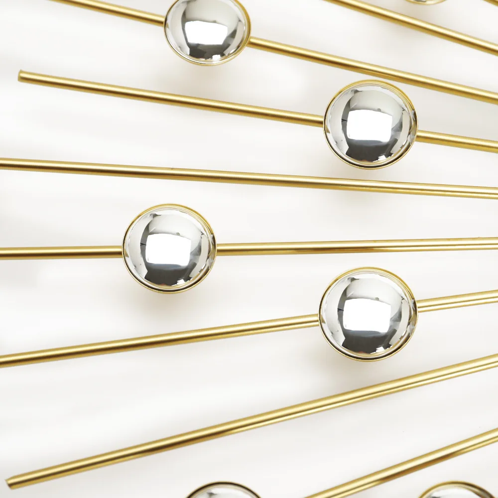Hot European creative simple Golden Metal clock iron decorative living room wall acrylic pearl for