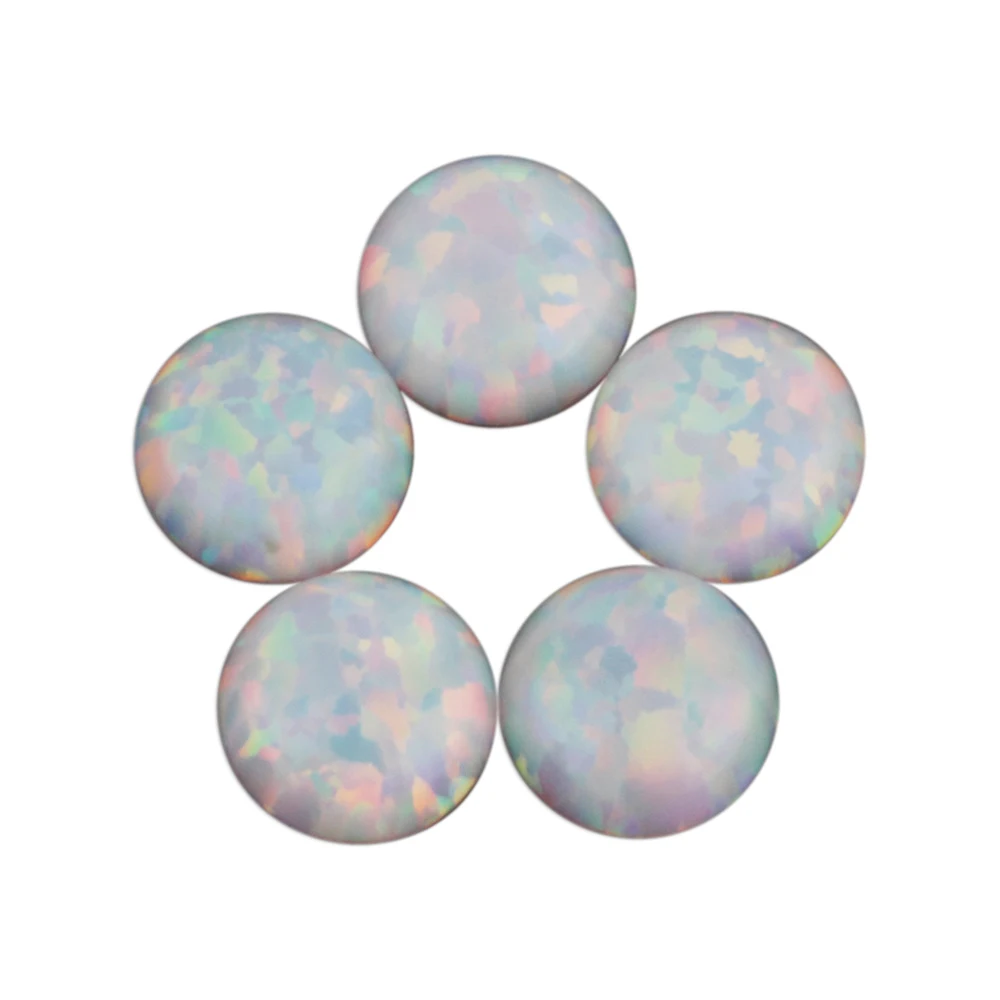 Zhengyong Jewelry Hottest Color OP17 Red and Green Fire Round White Cabochon Opal Stone