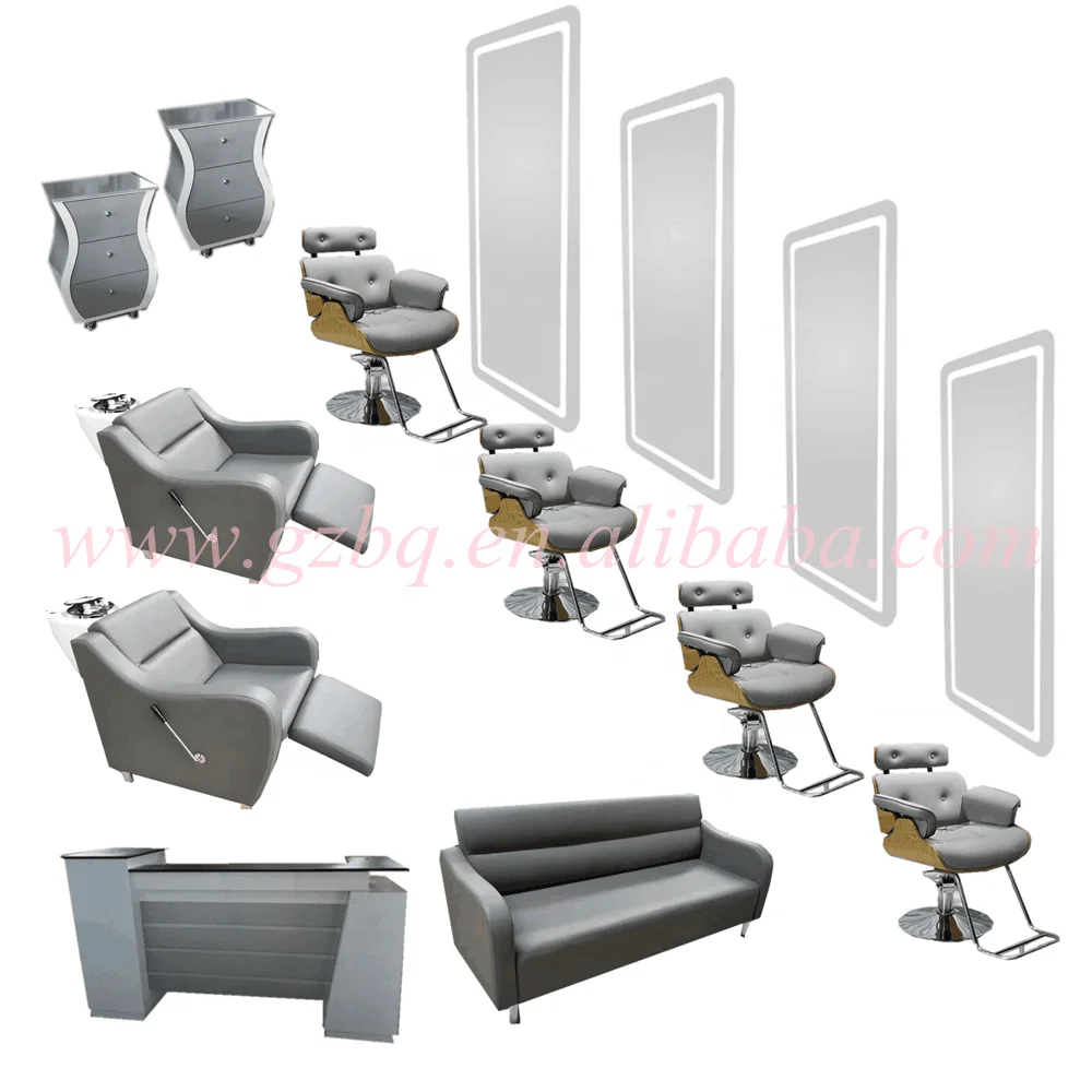 Silla de peluqueria salon furniture set grey hydraulic barber chair for hair salon