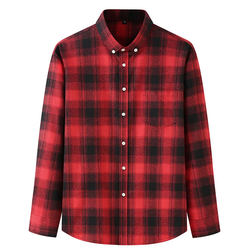2021 autumn wholesale many flower patterns plus fertilizer to increase casual plaid long-sleeved shirt for men