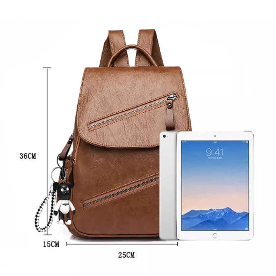 RU Tassel Pu Leather Multi-zip Clamshell Women Backpacks High Quality Soft School Bags High Capacity Designer Travel Bags