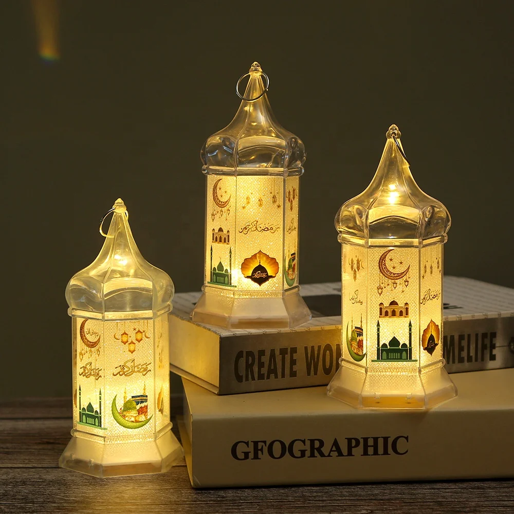 New arrival Muslim transparency LED ramadan lantern eid mubarak decorations light ramadan kareem lantern