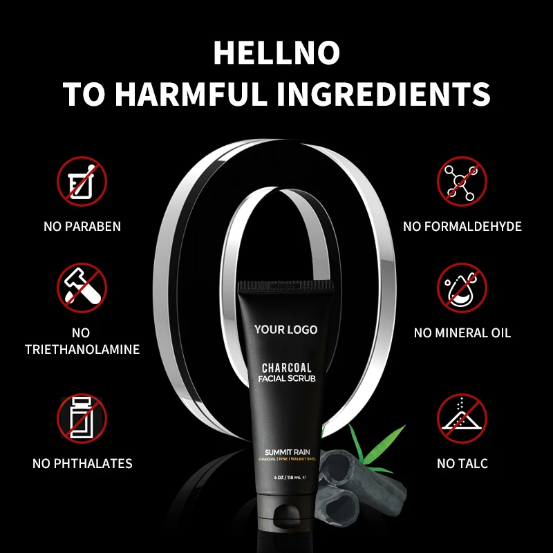 Wholesale Custom Organic Bamboo Charcoal Deep Cleansing Whitening Face Facial Scrub for Mens Wash