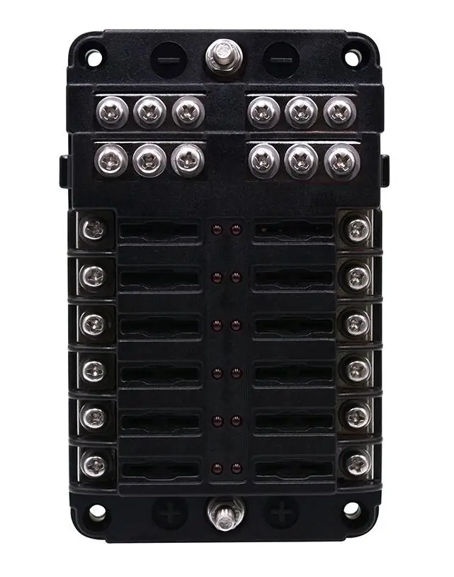 12 Gang fuse holder Components with Negative Bus