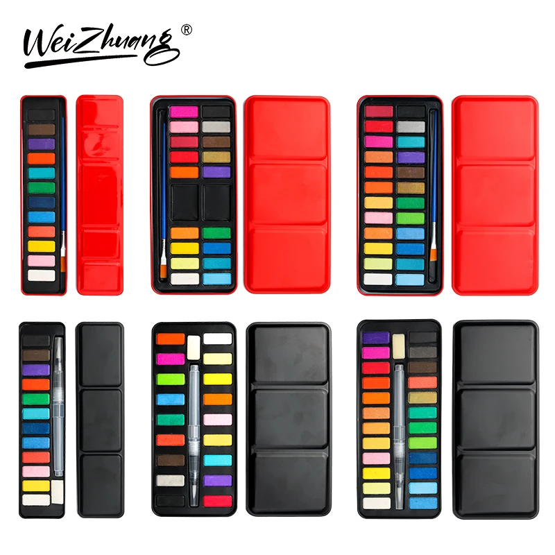 Factory Supply High Quality Wholesale 12/18/24 colors Solid Watercolor Painting Set For Kids Non-toxic Watercolor